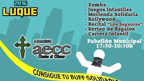 Cartel anunciador de las 3 horas non-stop solidarias de Luque.